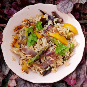 Rice salad with balsamic vegetables