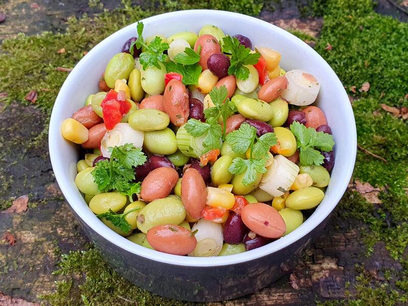 Three beans and corn salad