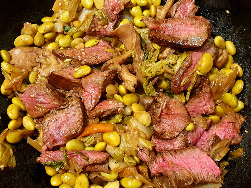 Venison and vegetable stir-fry