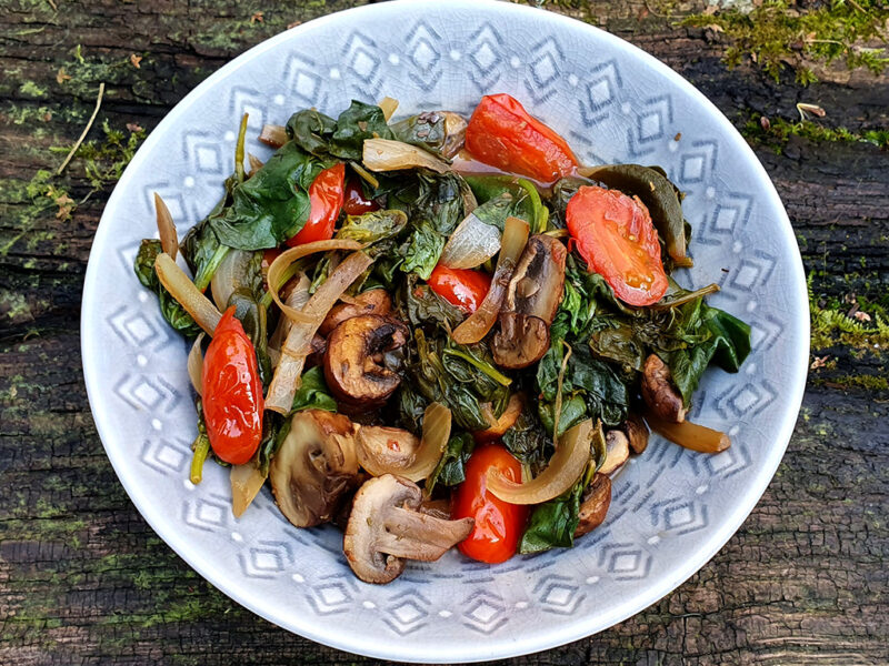 Balsamic mushrooms with spinach