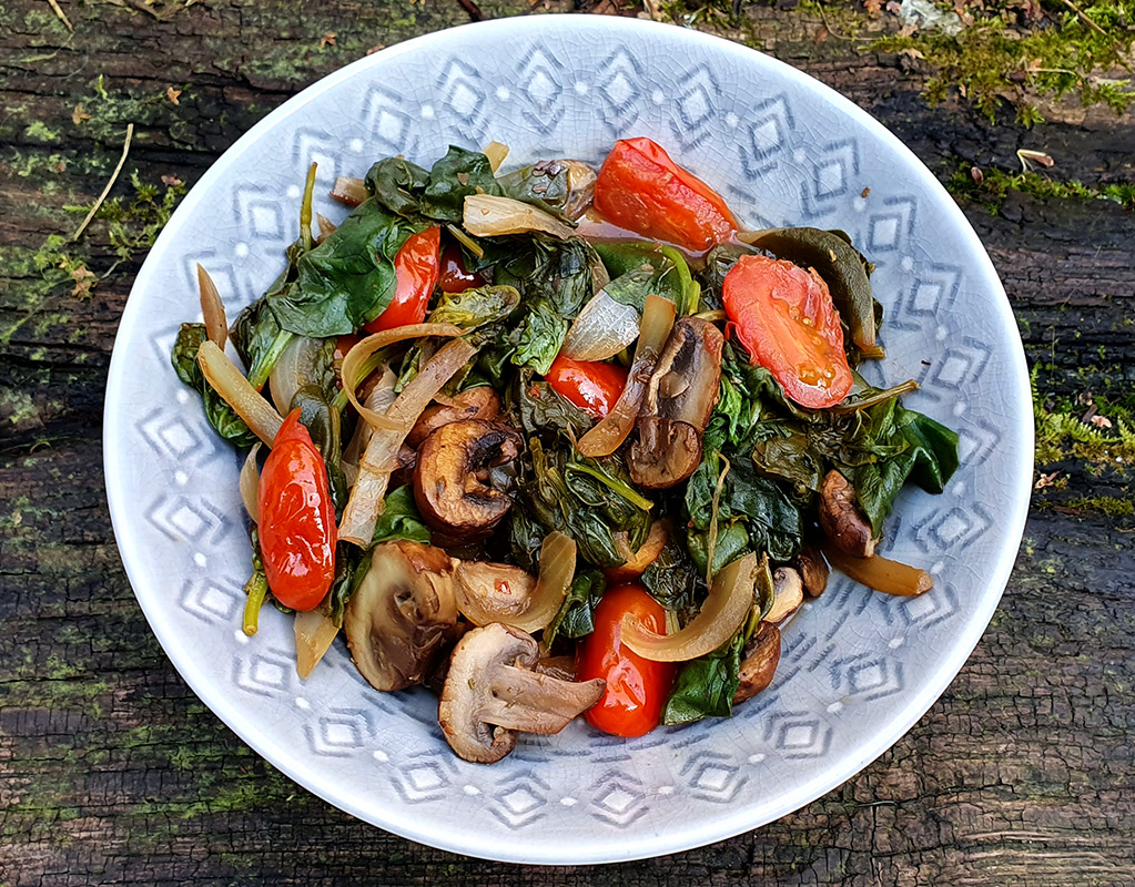 Balsamic mushrooms with spinach