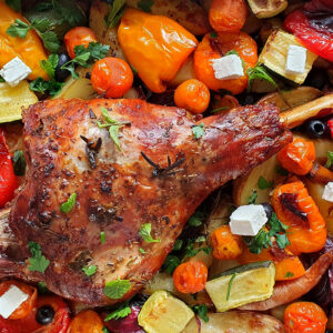 Greek-style roast leg of lamb