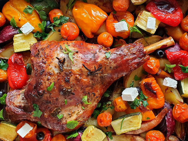 Greek-style roast leg of lamb