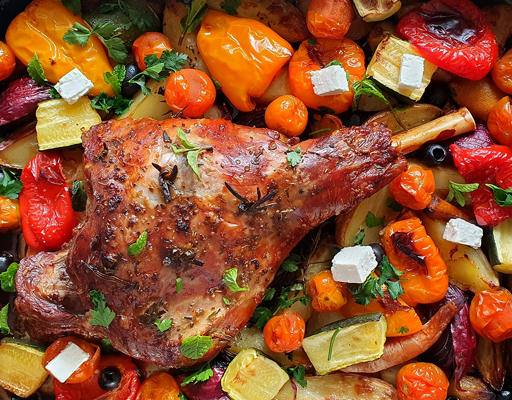 Greek-style roast leg of lamb