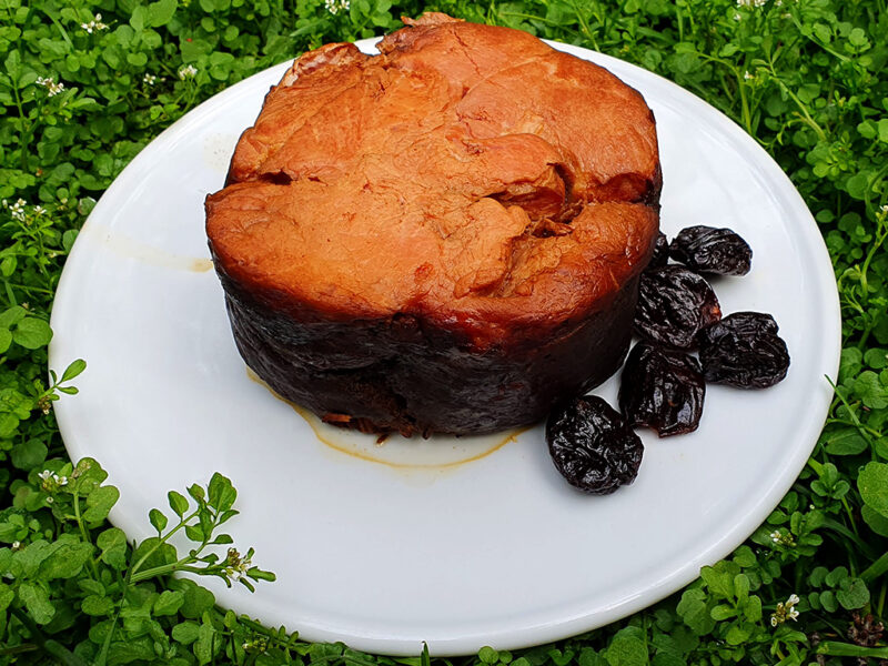 Ham glazed in prune juice