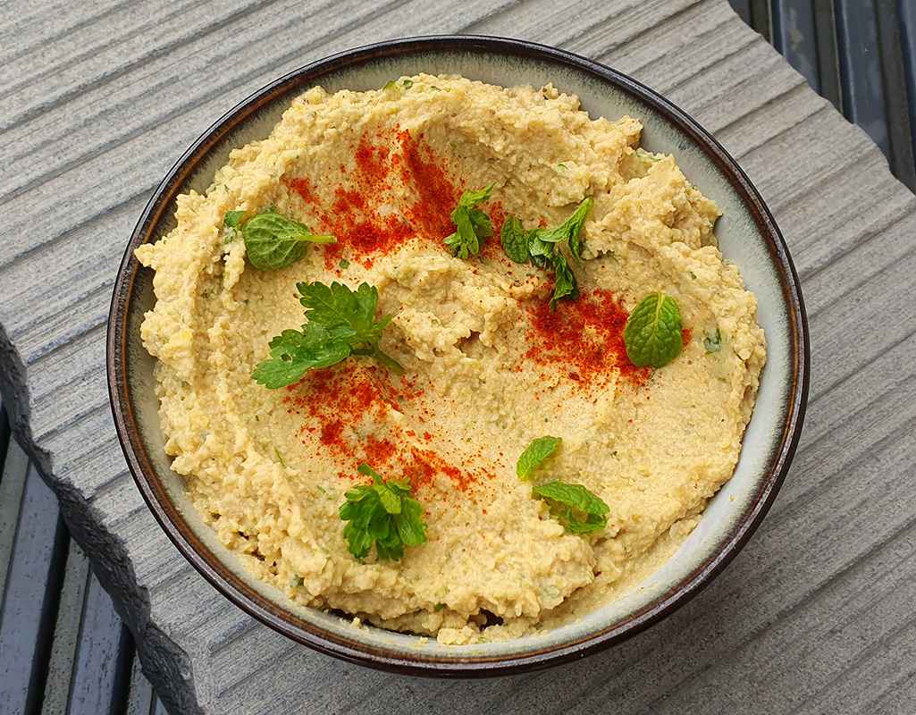 Herby aubergine hummus