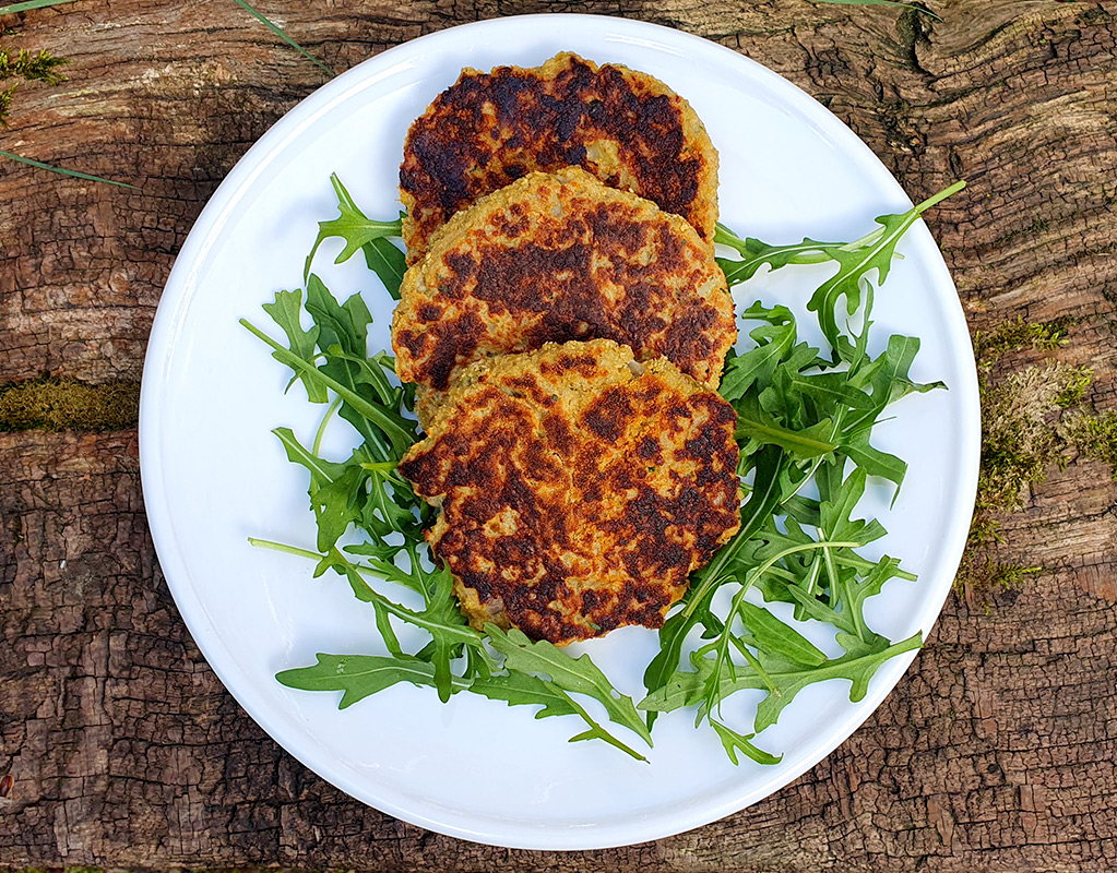 Potato cakes with roasted vegetables