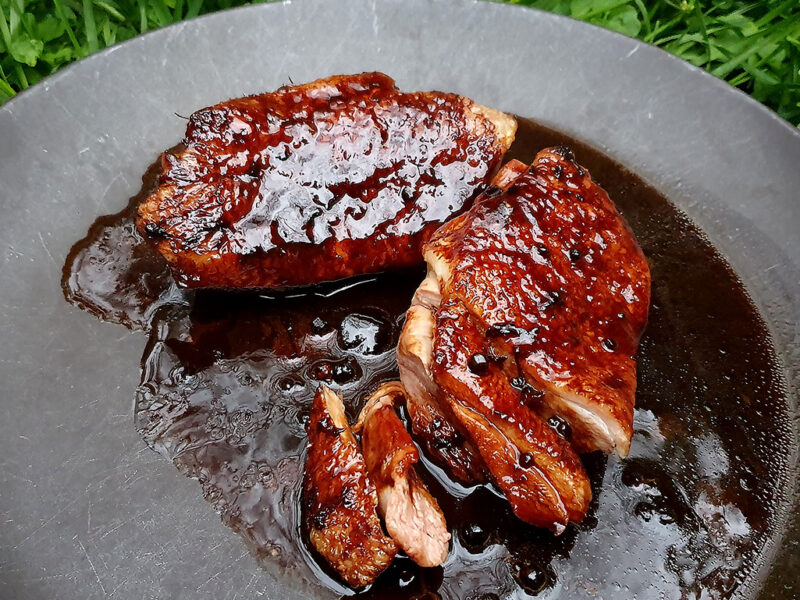 Prune glazed duck breast