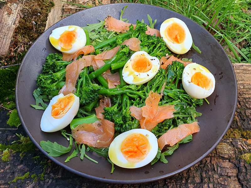 Tenderstem broccoli with egg and smoked salmon