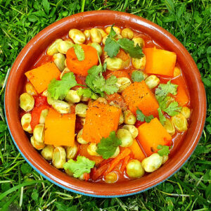 Harissa butternut squash and broad beans stew