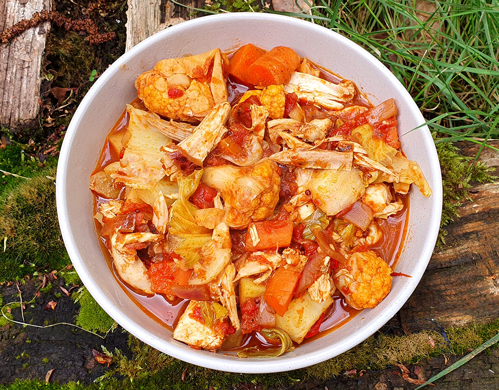 Leftover chicken and cauliflower curry