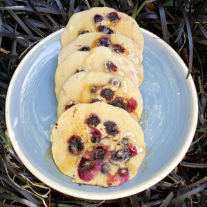 Lemon and blueberry oat pancakes