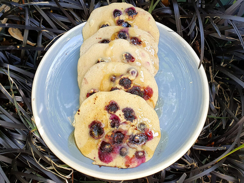 Lemon and blueberry oat pancakes