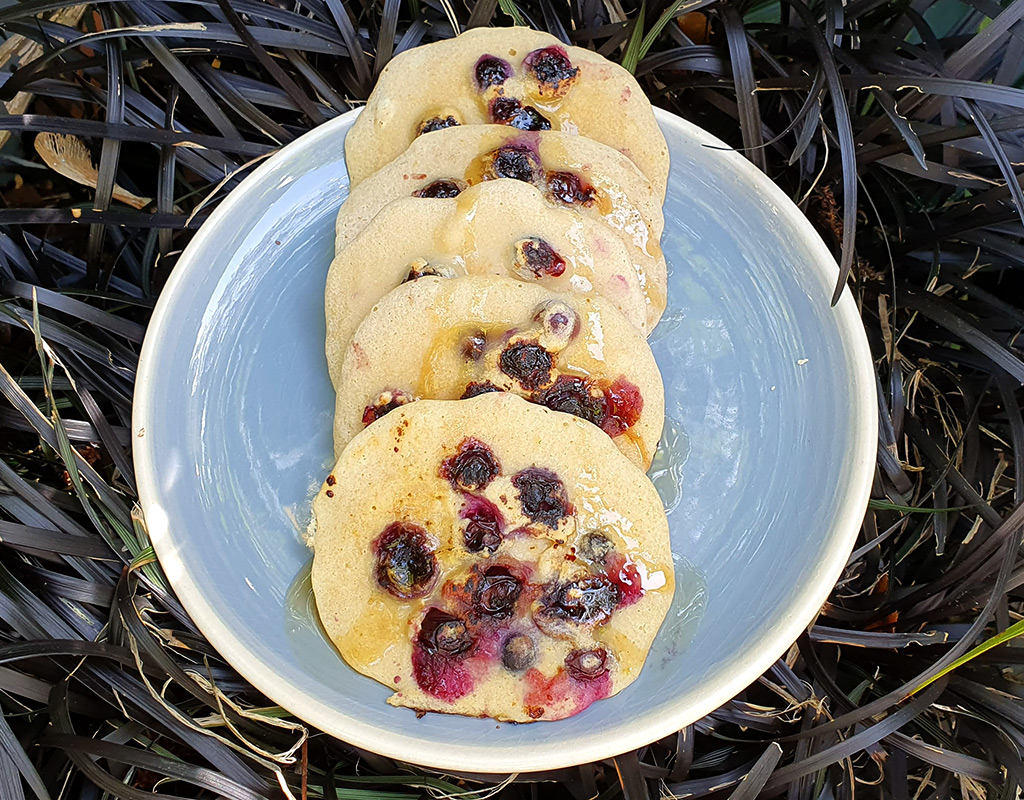 Lemon and blueberry oat pancakes