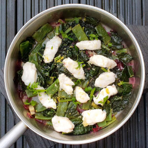 Sauteed monkfish with greens