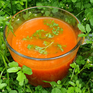 Tomato soup with sweet potato and swede