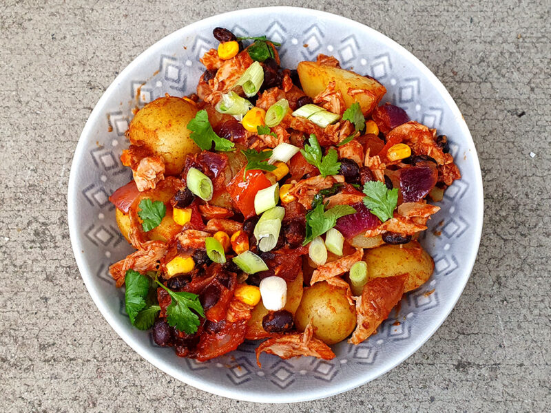 BBQ chicken and potato salad