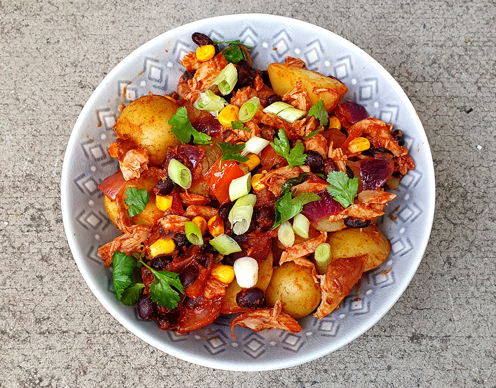 BBQ chicken and potato salad