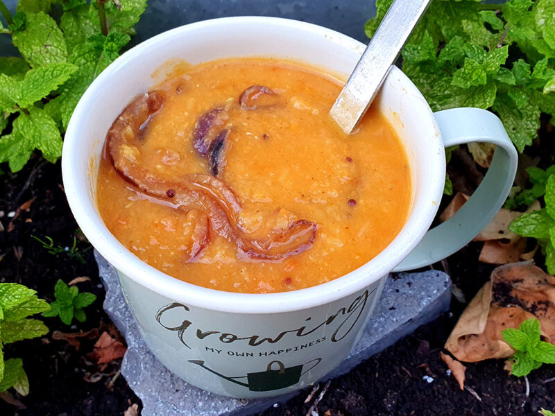 Lentil and sweet potato dhal soup