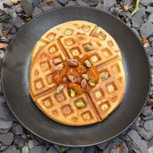 Apricot and pistachio waffles