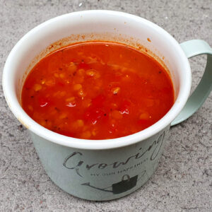 Red pepper and lentil soup