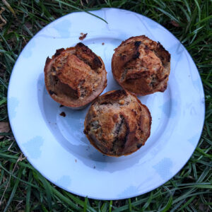 Vegan banana and walnut muffin