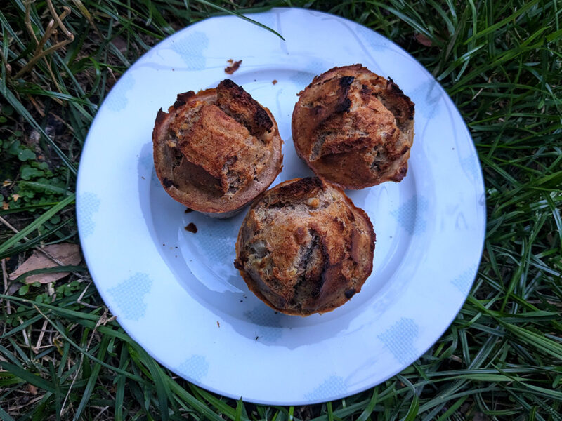 Vegan banana and walnut muffin