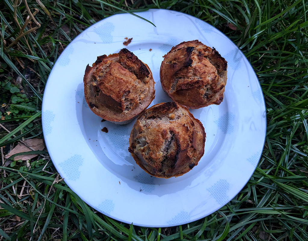 Vegan banana and walnut muffin