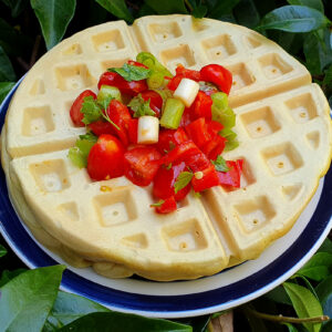 Avocado waffles with salsa