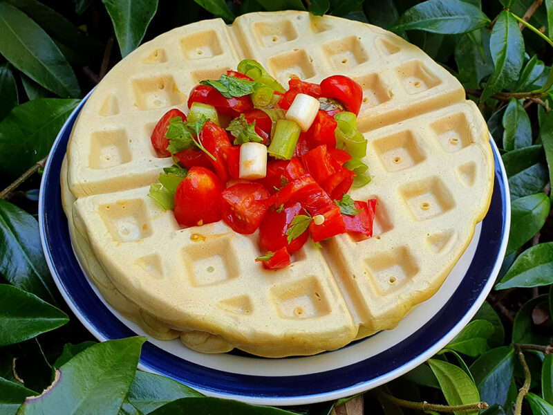 Avocado waffles with salsa