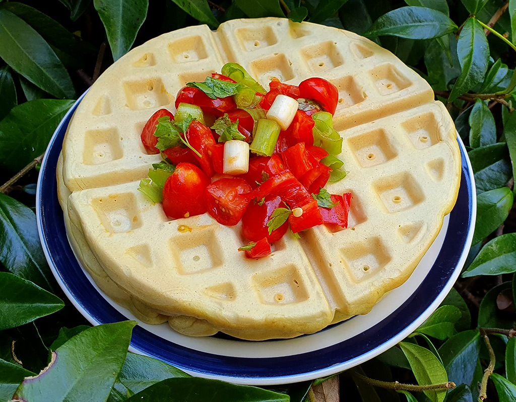 Avocado waffles with salsa