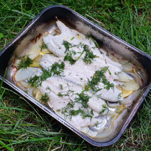 Fennel baked sea bass fillet