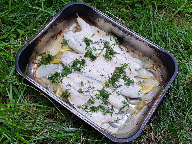 Fennel baked sea bass fillet