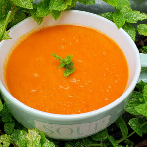 Red pepper and sweet potato soup