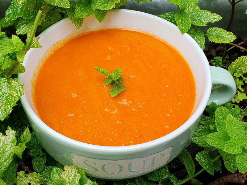 Red pepper and sweet potato soup