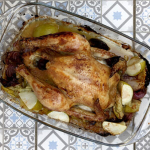 Roasted chicken with spiced apple