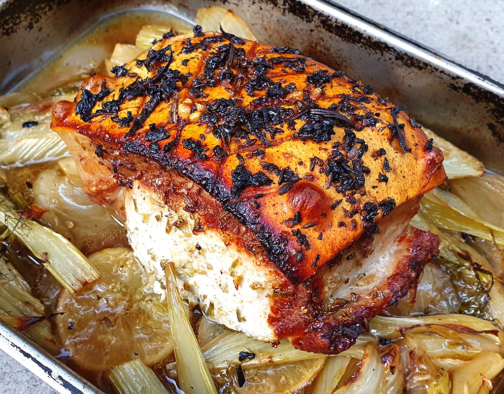 Roasted pork with fennel