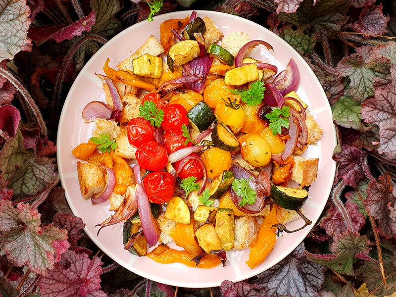 Roasted vegetables panzanella