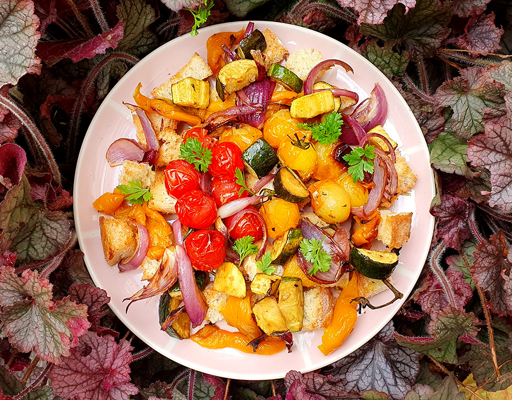 Roasted vegetables panzanella