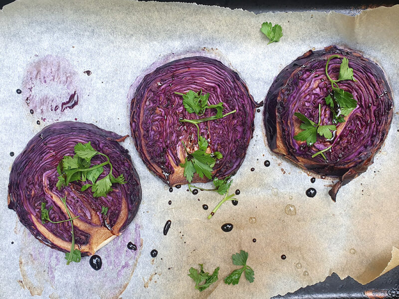 Balsamic baked red cabbage steak