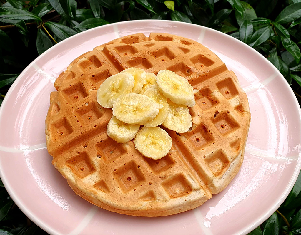 Banana and almond waffles