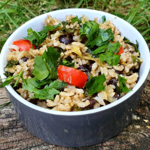 Black beans and red pepper rice