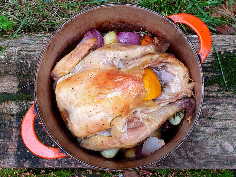 One-pot roast guinea fowl