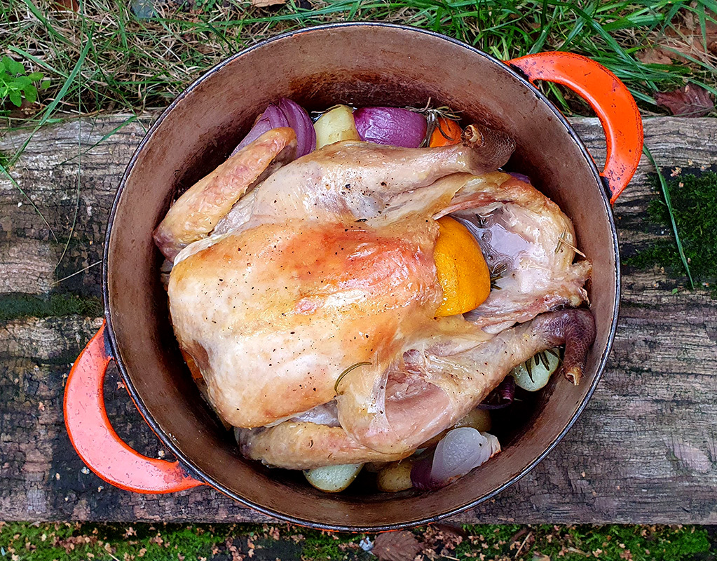 One-pot roast guinea fowl