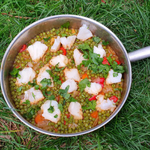 Paprika pea stew with cod