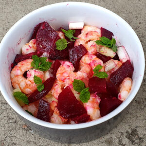 Prawn and beetroot salad