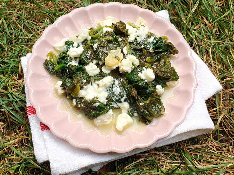 Spinach with garlic and feta