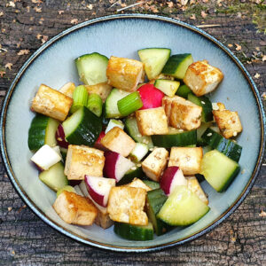 Tofu, cucumber and radish salad