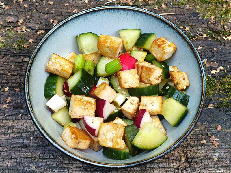 Tofu, cucumber and radish salad