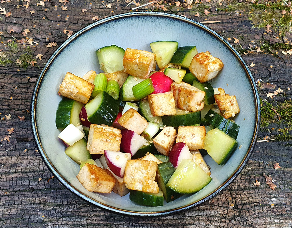 Tofu, cucumber and radish salad